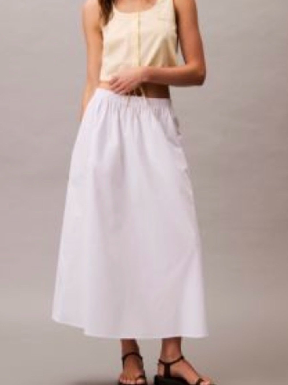 Calvin klein  cotton midi skirt in white NWT